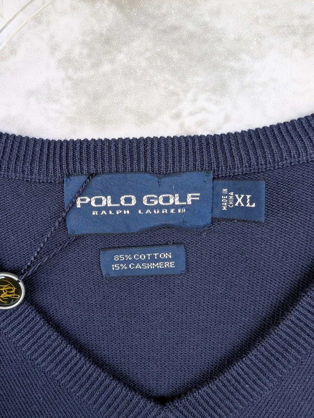 Vintage Polo Golf Navy Cashmere Blend Sweater Vest Men's XL NWT